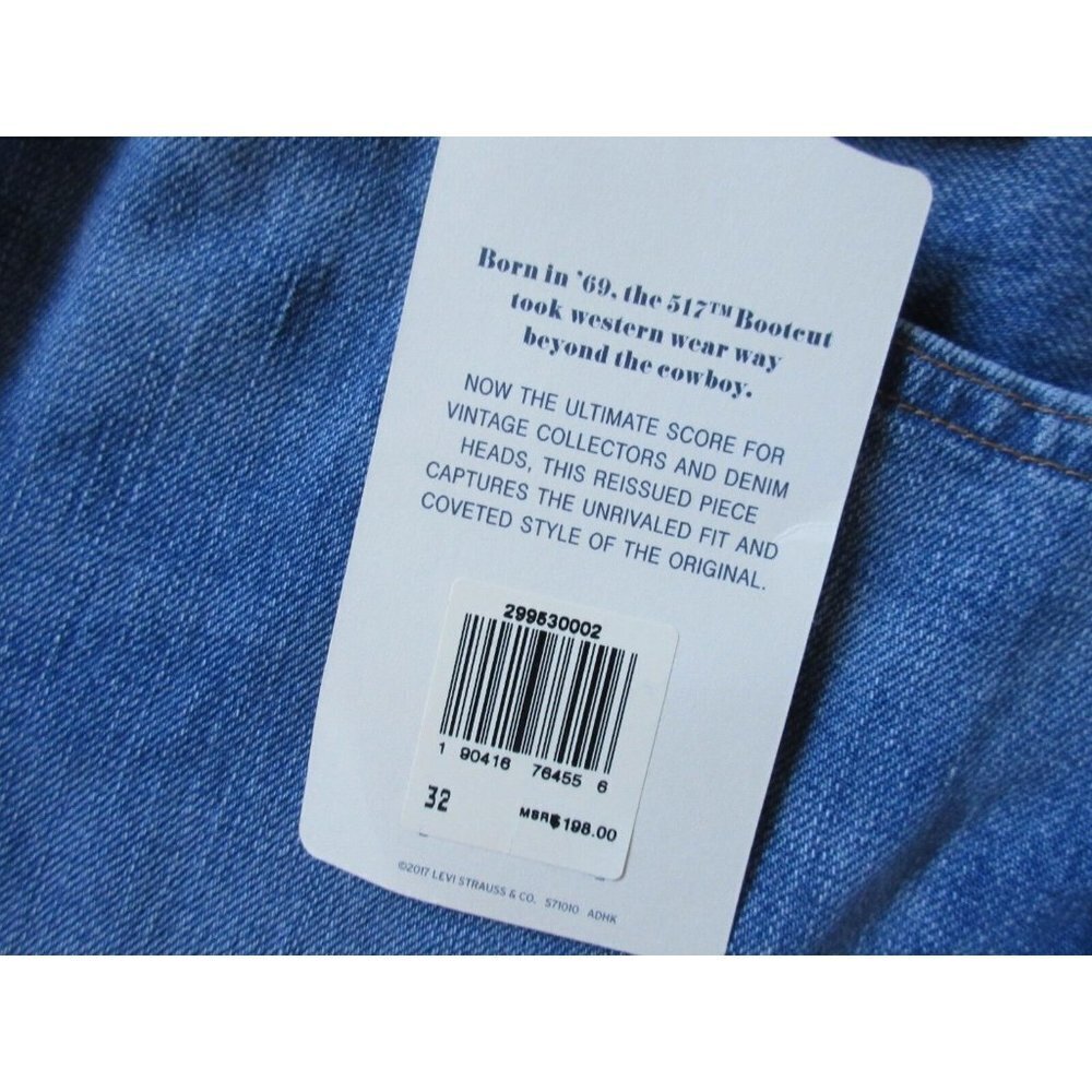 NWT Levi's 517 Bootcut Cropped in Mind Eraser Destroyed Ripped Jeans 32 $198 - Picture 7 of 7